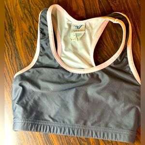 Varsity Sports Bra small Gray with pink piping
